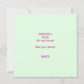 12e uitnodiging van de Birthday Party (Achterkant)