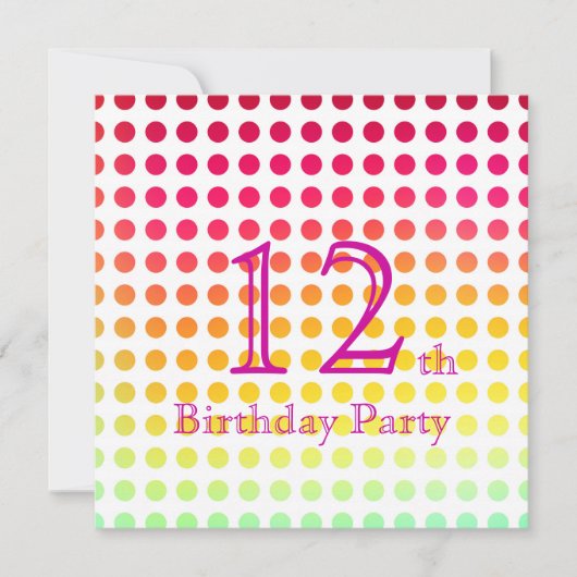 12e uitnodiging van de Birthday Party (Voorkant)