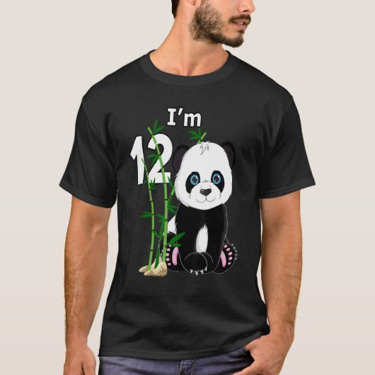 12e verjaardag 12 jaar oude partij Panda T-shirt (Voorkant)