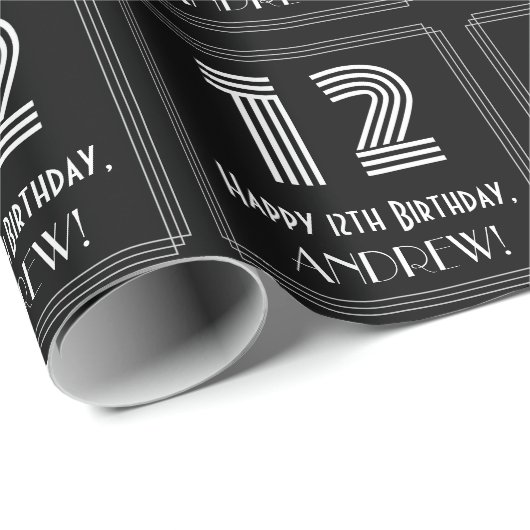 12e verjaardag: Art Deco geïnspireerde look "12" w Cadeaupapier (Rol Hoek)