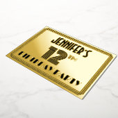 12e verjaardag — Art Deco Style "12" en naam Folie Uitnodiging (Gedraaid)