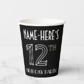 12e verjaardag: Art Deco Style + aangepaste naam Papieren Bekers (Voorkant)