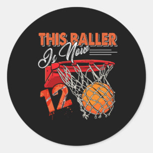12e verjaardag basketbal plezier 12 jaar oud Kinde Ronde Sticker
