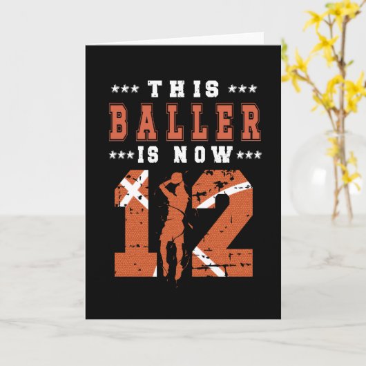 12e verjaardag Basketball Player 12-jarige jongen Kaart (Gele Bloem)