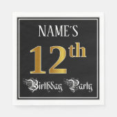 12e verjaardag — Fancy script, Faux Gold look Servet (Voorkant)