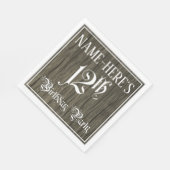 12e verjaardag — Fancy script, kijk op hout Servet (Hoek)