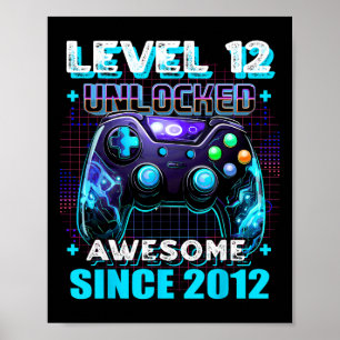 12e Verjaardag Gamer 12 Jaar Oud Grappig Bday Boy Poster