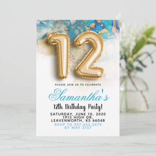 12e verjaardag gradiënt uitnodiging (Staand voorkant)