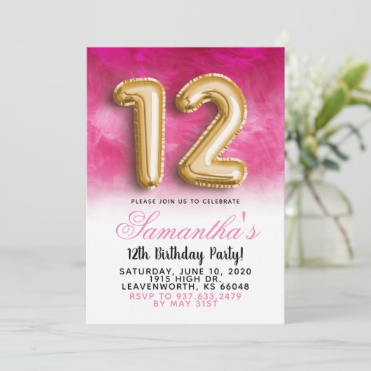 12e verjaardag gradiënt uitnodiging (Staand voorkant)