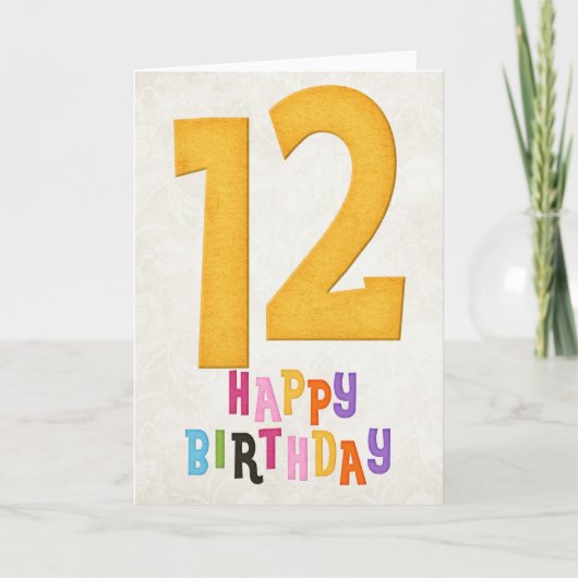 12e verjaardag Happy Birthday Kaart Design 2 (Voorkant)