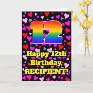 12e verjaardag: Heatpatroon liefhebbend, regenboog Kaart