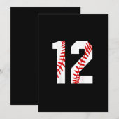 12e verjaardag honkbal groot nummer twaalf kaart (Voorkant / Achterkant)