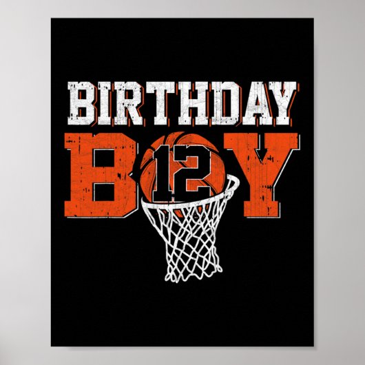 12e verjaardag jongen basketbal minnaar 12 jaar ou poster (Voorkant)