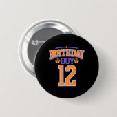 12e verjaardag jongen basketbal minnaar 12 jaar ou ronde button 5,7 cm (Voorkant /achterkant)