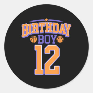 12e verjaardag jongen basketbal minnaar 12 jaar ou ronde sticker