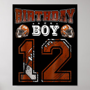 12e verjaardag Jongen Voetbal Fan Thema 12 Jaar Ou Poster