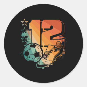 12e verjaardag Jongen Voetballer Voetbal 12 Jaar Ronde Sticker