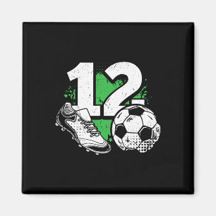 12e verjaardag jongen voetballer voetball 12 jaar  magneet