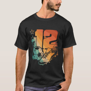 12e verjaardag jongen voetballer voetball 12 jaar  t-shirt