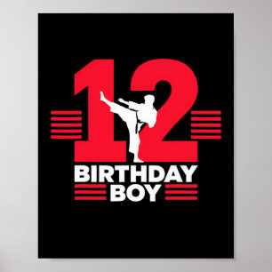 12e verjaardag Karate Boy 12 jaar oud Taekwondo Lo Poster