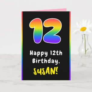 12e verjaardag: kleurrijke regenboog # 12, Naam va Kaart