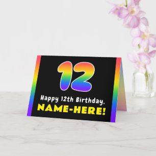 12e verjaardag: kleurrijke regenboog # 12, Naam va Kaart