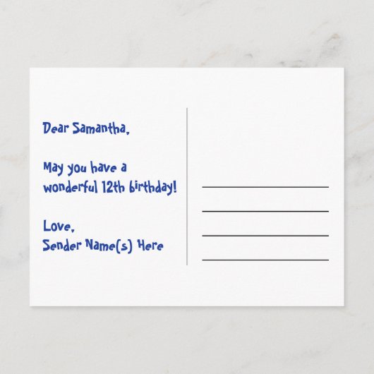 12e verjaardag: leuk hartjes patroon, regenboog 12 briefkaart (Achterkant)