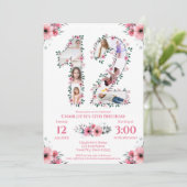 12e verjaardag meisje Foto collage roze ventilator Kaart (Staand voorkant)