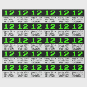 12e verjaardag - Nerdy / Geeky Style "12" en naam Cadeaupapier