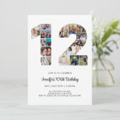 12e verjaardag nummer 12 aangepaste foto collage kaart (Staand voorkant)