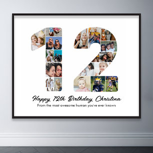 12e Verjaardag Nummer 12 Foto Collage Afbeelding Poster