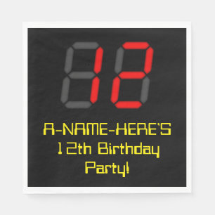 12e verjaardag: Red Digital Clock Style "12" + naa Servet