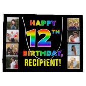 12e verjaardag: Regenboogtekst, aangepaste foto's  Groot Cadeauzakje (Achterkant)