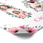 12e verjaardag Roze Bloemenmeisje Foto Collage Whi Poster (Hoek)