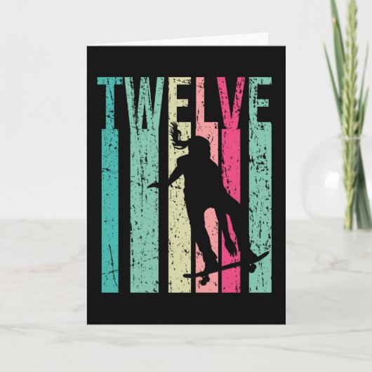 12e verjaardag skateboarder skateboarden 12 kaart (Voorkant)