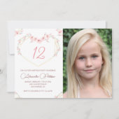 12e verjaardag uitnodigingen Boho Floral Foto (Voorkant)