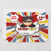 12e verjaardag van Boys Superheld Red Comic Kaart (Voorkant)