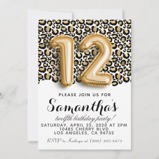 12e verjaardag van het dagblad Leopard Animal Prin Kaart (Voorkant)