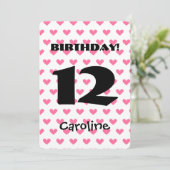 12e verjaardag van meisjes Aangepaste naam Modern  Kaart (Staand voorkant)