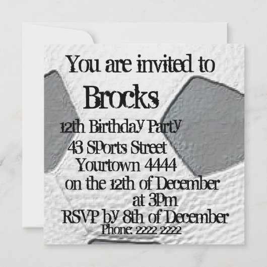 12e verjaardag Voetbal Uitnodigingen (Achterkant)