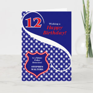 12e verjaardag Wetshandhavingsthema met naam Kaart