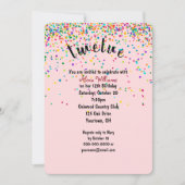 12e verjaardagsfeestje confetti uitnodiging (Voorkant)