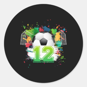 12e verjaardagsfeestje voetbal 12 jaar oud voetbal ronde sticker