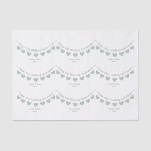 12e/ zijde Bruiloft Jubileum jade hart papier (Voorkant)