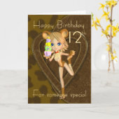 12ème Carte d'anniversaire, collection d'animal de (Fleur jaune)
