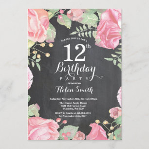 12ème invitation florale botanique d'anniversaire
