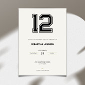 12th Birthday Invitation - Minimal Sport Style Kaart