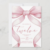 12th Birthday Invitation Pink Coquette Invite Girl (Devant)