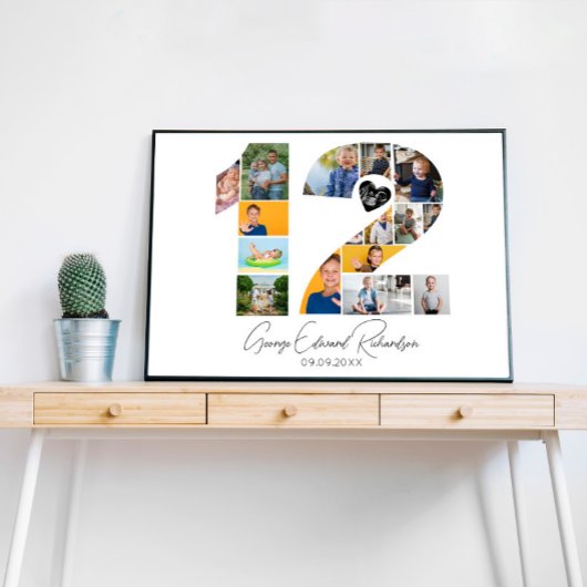 12th Birthday Photo Collage Poster Keepsake