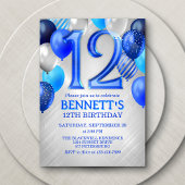 12th Boys Blue Birthday Invitation